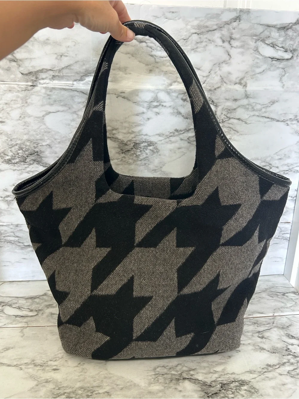 Kate Spade Hearthstone Houndstooth wool shoulder bag tote